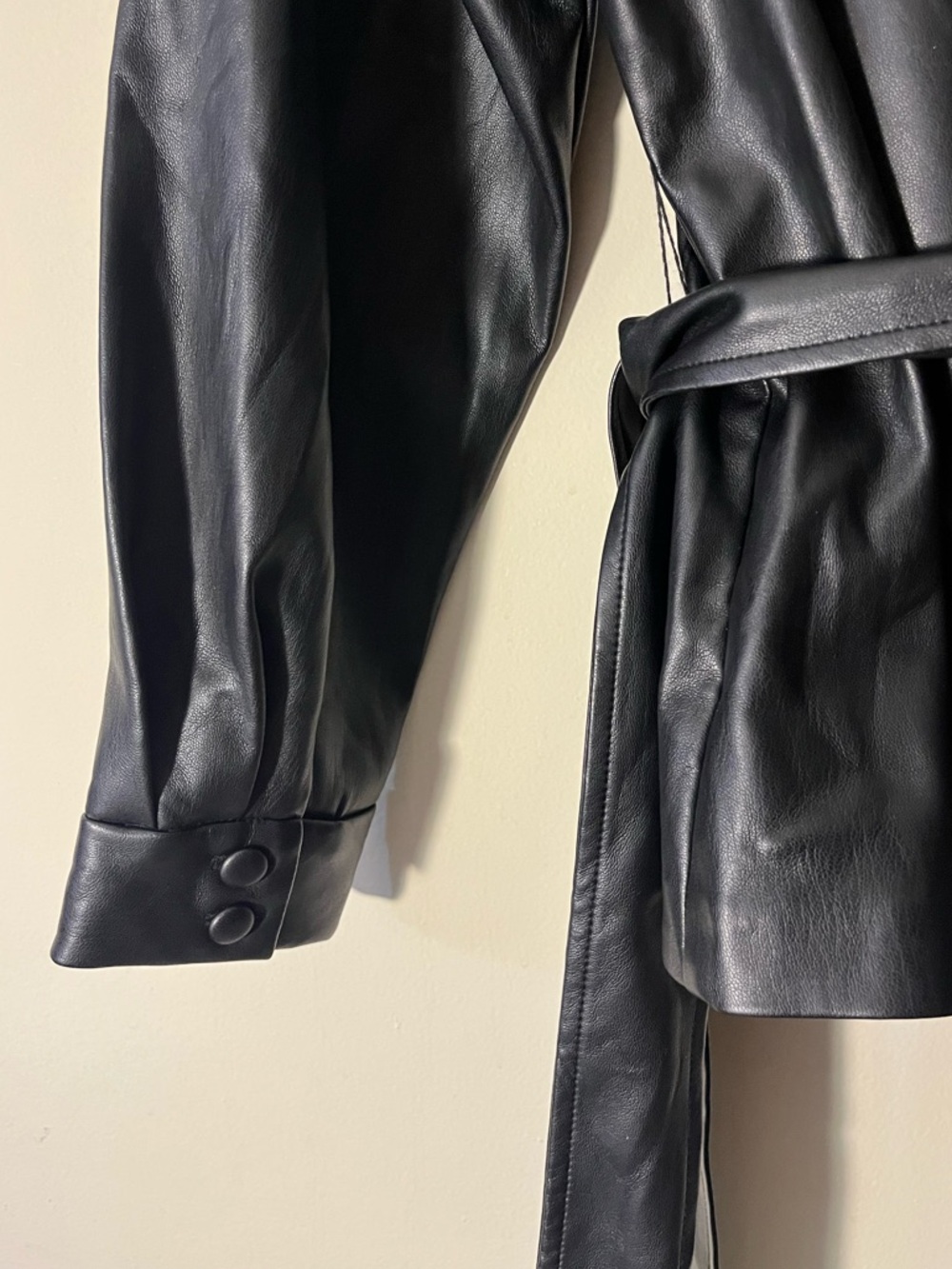 Eloquii Staple Street Style Black Faux Leather Wrap Top with Side Tie Size 16 - Picture 7 of 8